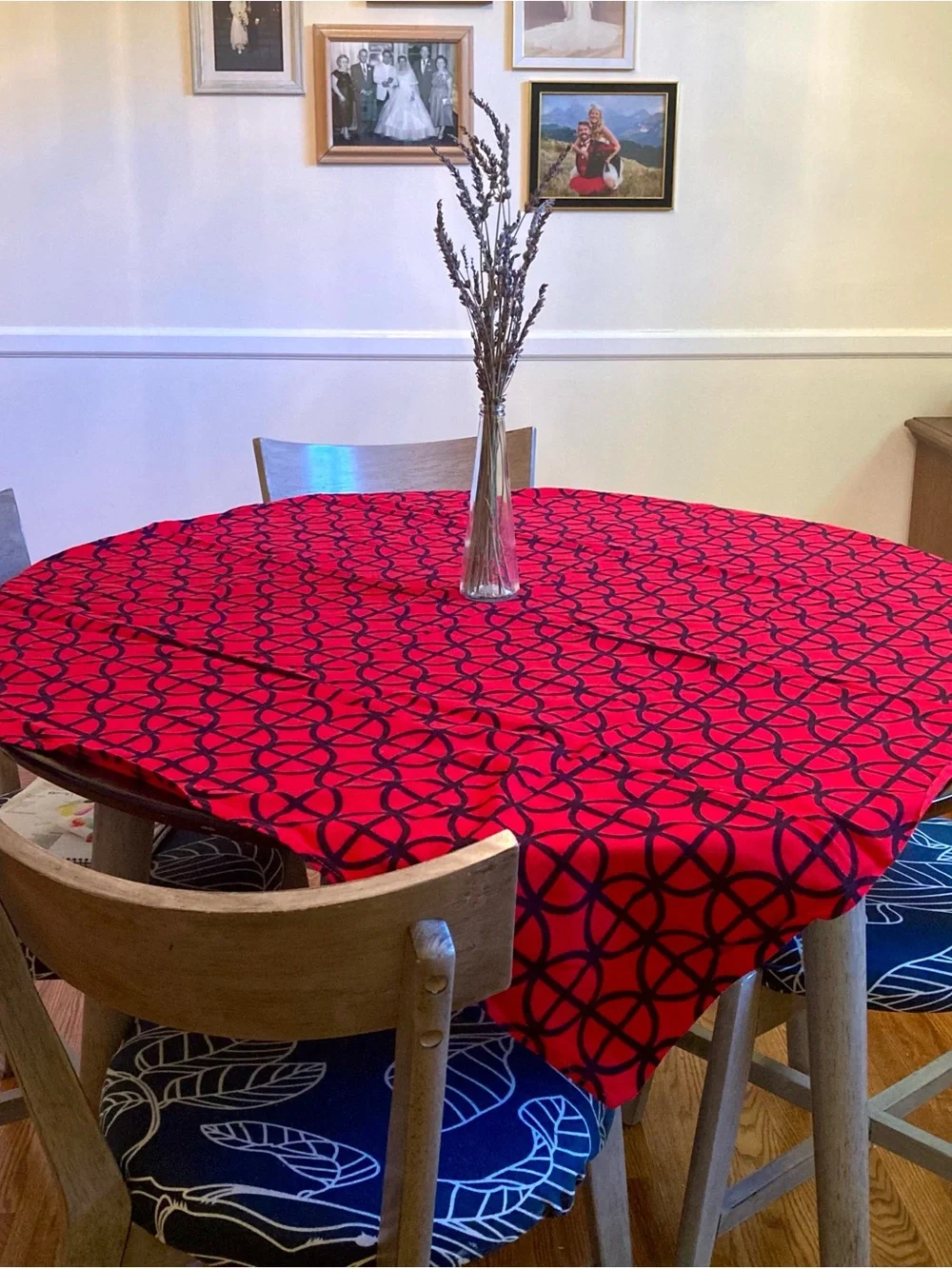 Red and Black Retro Mod Geometric Tablecloth by FW Means - Dining Table Linen